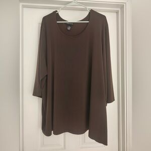 Maggie Barnes Chocolate Brown Tunic Top Size 3x